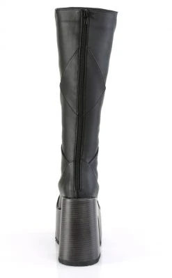 Demonia CAMEL-280 Black Vegan Patchwork Knee Boots Shoes