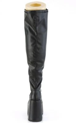 Demonia CAMEL-300WC Black Matte Vegan Thigh High Boots | Wide Calf