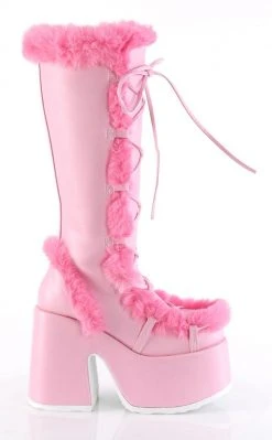 Demonia CAMEL-311 Baby Pink/Hot Pink Fluffy Boots (Au Stock) Shoes
