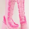 Demonia CAMEL-311 Baby Pink/Hot Pink Fluffy Boots (Au Stock) Shoes