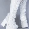 Demonia CAMEL-311 White Vegan Leather Boots