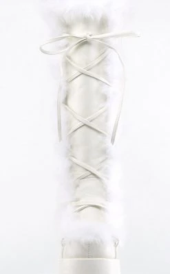 Demonia CAMEL-311 White Vegan Leather Boots (Last Pair: Size 9)