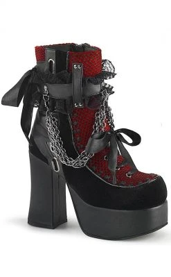 Demonia CHARADE-110 Black/Red Velvet Boots Shoes 11 Demonia CHARADE-110 Black/Red Velvet Boots Shoes