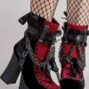 Demonia CHARADE-110 Black/Red Velvet Boots Shoes