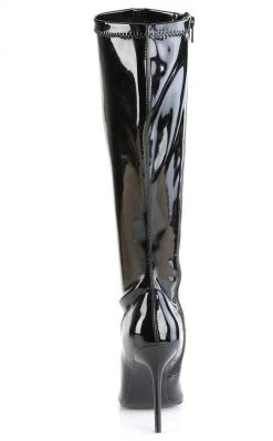 Pleaser CLASSIQUE-2000 Black Stretch Patent Knee Boots Pole Shoes