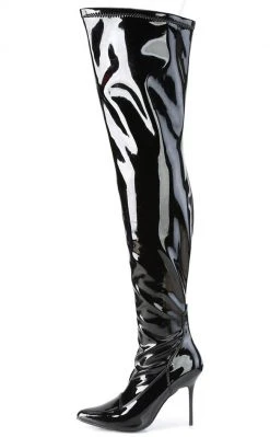 Pleaser CLASSIQUE-3000 Black Patent Thigh High Boots Pole Shoes