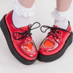 Demonia CREEPER-108 Red Patent Creepers