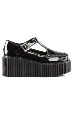 Demonia CREEPER-214 Black Patent Creepers