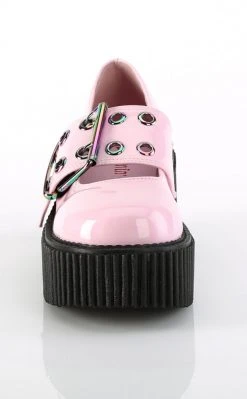 Demonia CREEPER-230 Baby Pink Holo Mary Janes