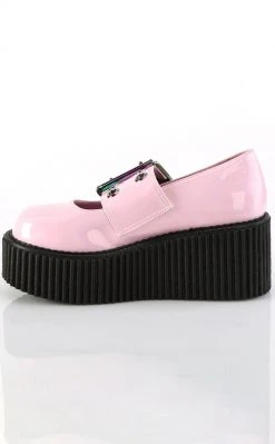 Demonia CREEPER-230 Baby Pink Holo Mary Janes