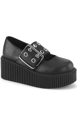Demonia Sale CREEPER-230 Black Vegan Mary Janes (Last Pair: Size 10)