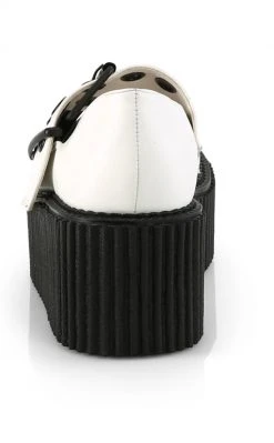 Demonia Shoes CREEPER-230 White Vegan Mary Janes