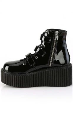 Demonia Shoes CREEPER-260 Black Patent Creeper Boots