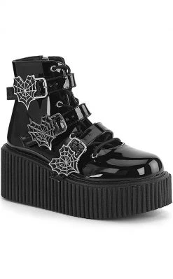 Demonia Shoes CREEPER-260 Black Patent Creeper Boots