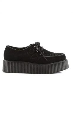 Demonia Shoes CREEPER-402S Black Suede Creepers