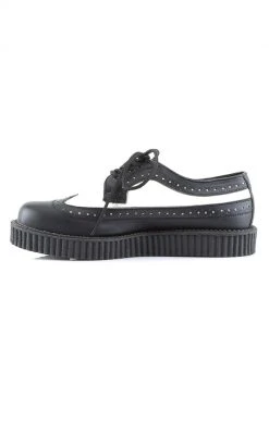 Demonia CREEPER-608 Black & White Leather Creepers