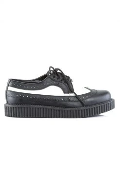 Demonia CREEPER-608 Black & White Leather Creepers