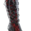 Demonia Shoes CRYPTO-106 Black & Red Lace Knee High Boots