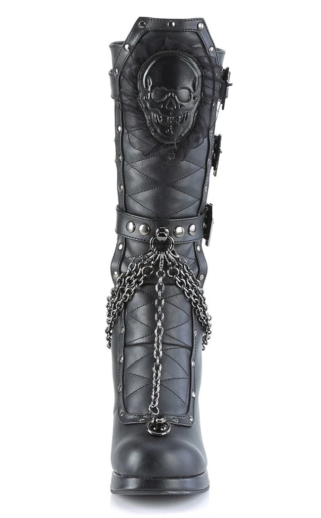 Demonia Shoes CRYPTO-67 Black Quilted Knee High Boots 4 Demonia Shoes CRYPTO-67 Black Quilted Knee High Boots