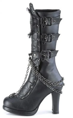 Demonia Shoes CRYPTO-67 Black Quilted Knee High Boots 9 Demonia Shoes CRYPTO-67 Black Quilted Knee High Boots