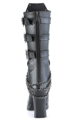 Demonia Shoes CRYPTO-67 Black Quilted Knee High Boots 10 Demonia Shoes CRYPTO-67 Black Quilted Knee High Boots