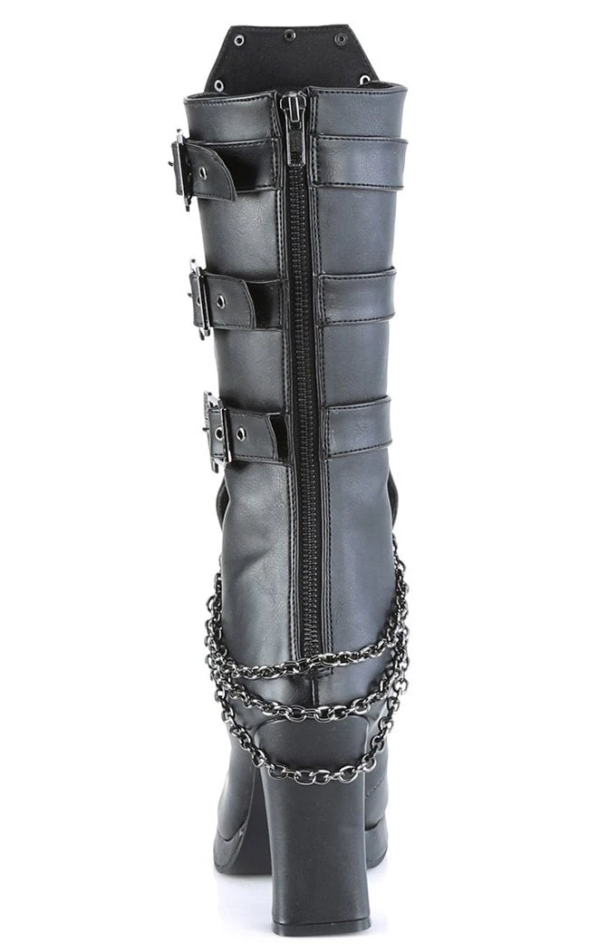 Demonia Shoes CRYPTO-67 Black Quilted Knee High Boots 6 Demonia Shoes CRYPTO-67 Black Quilted Knee High Boots