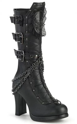 Demonia Shoes CRYPTO-67 Black Quilted Knee High Boots