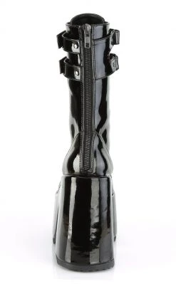 Demonia Camel-250 Black Patent Platform Boots Shoes