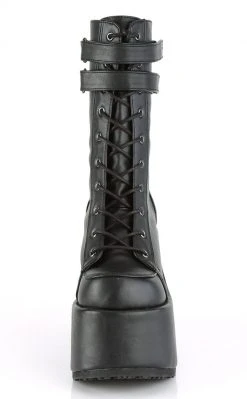 Demonia Camel-250 Black Vegan Platform Boots Shoes