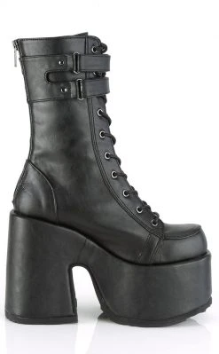 Demonia Camel-250 Black Vegan Platform Boots Shoes