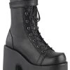 Demonia Camel-250 Black Vegan Platform Boots Shoes