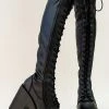 Demonia Camel-300 Black Matte Vegan Thigh High Boots Shoes