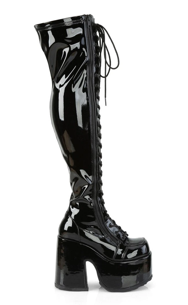 Demonia Camel-300 Black Patent Thigh High Boots (AU Stock) 10 Demonia Camel-300 Black Patent Thigh High Boots (AU Stock)