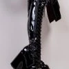 Demonia Camel-300 Black Patent Thigh High Boots (AU Stock)