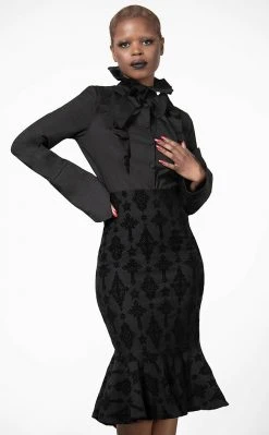 Killstar Candence Flocked Midi Skirt Clothing