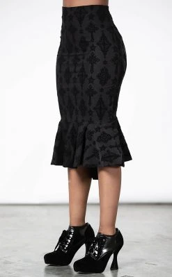 Killstar Candence Flocked Midi Skirt Clothing 9 Killstar Candence Flocked Midi Skirt Clothing