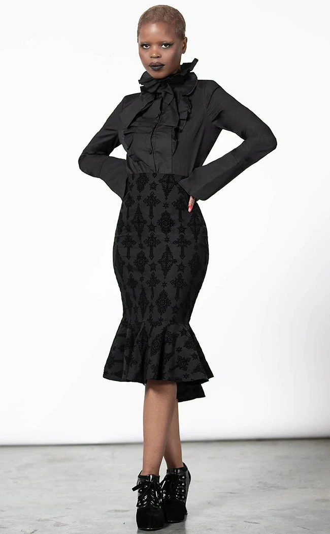 Killstar Candence Flocked Midi Skirt Clothing 3 Killstar Candence Flocked Midi Skirt Clothing