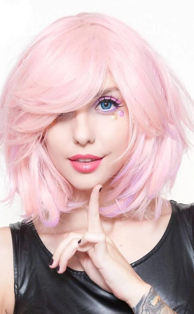 Rockstar Wigs Champagne Pink Bobbed Wig Beauty 3 Rockstar Wigs Champagne Pink Bobbed Wig Beauty