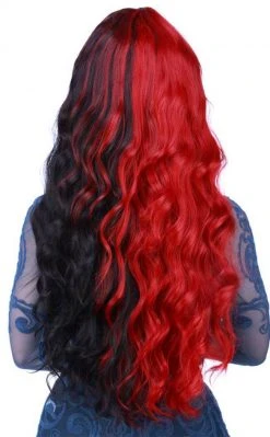 Rockstar Wigs Classic Wavy Long Black/Red Wig Beauty