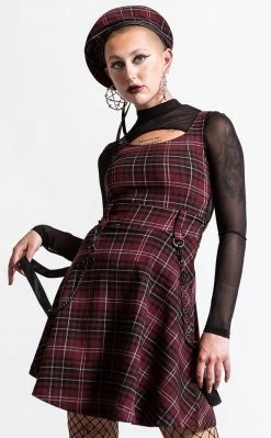 Killstar Crash Skater Dress | Blood Tartan