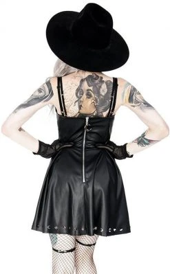Restyle Clothing Crescent Faux Leather Mini Dress