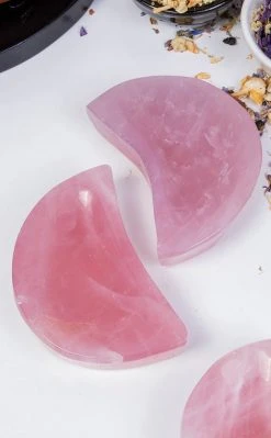 Crystals Crescent Moon Bowl | Rose Quartz Witchcraft