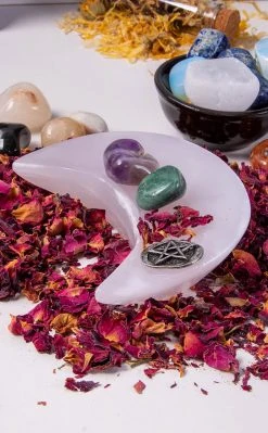 Crystals Witchcraft Crescent Moon Plate | Pink Calcite