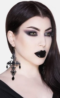 Killstar Crossed Desire Earrings | Black Accessories