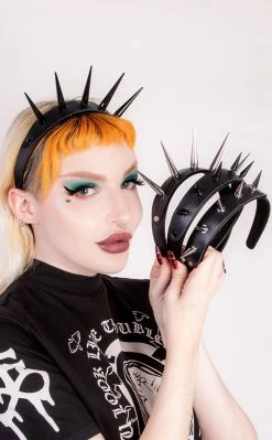 Cold Black Heart Crown Of Thorns Headband | Silver Accessories