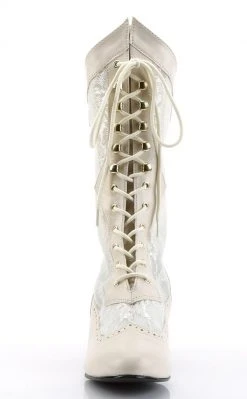 Funtasma DAME-115 Ivory Pu-Lace Boots