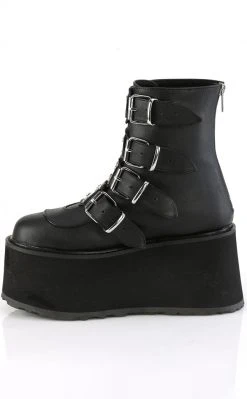 Demonia DAMNED-105 Black Matte Flatform Ankle Boots