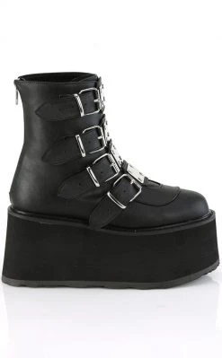 Demonia DAMNED-105 Black Matte Flatform Ankle Boots