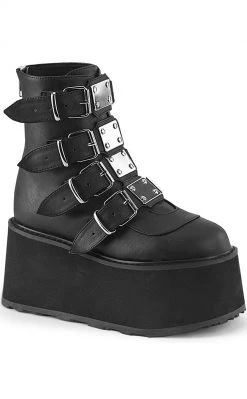 Demonia DAMNED-105 Black Matte Flatform Ankle Boots