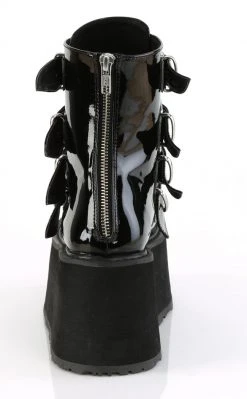 Demonia DAMNED-105 Black Patent Flatform Ankle Boots Shoes